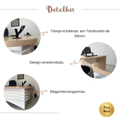 Imagem de Escrivaninha Mesa Escritório Diretor em L Tamburato e Elegante