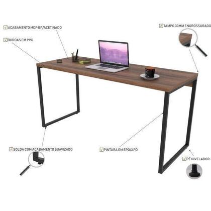 Imagem de Escrivaninha Mesa Escritório Diretor Estilo Industrial 1,50M Kuadra