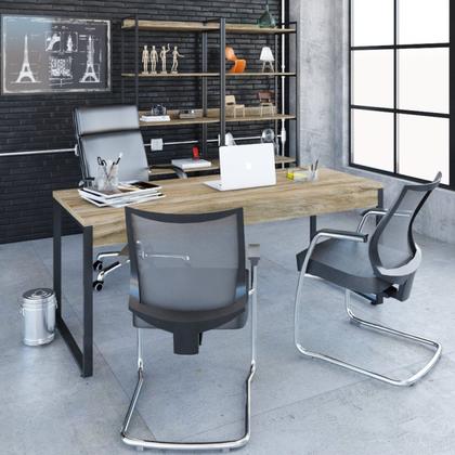 Imagem de Escrivaninha Mesa Escritório Diretor Estilo Industrial 180cm Kuadra