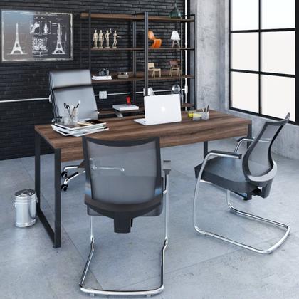 Imagem de Escrivaninha Mesa Escritório Diretor Estilo Industrial 180cm Kuadra