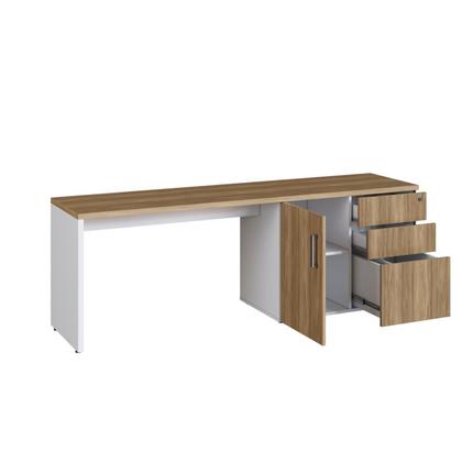 Imagem de Escrivaninha Mesa Escritório Diretoria com Balcão 1 Porta 2 Gavetas 180cm Home Office Concept