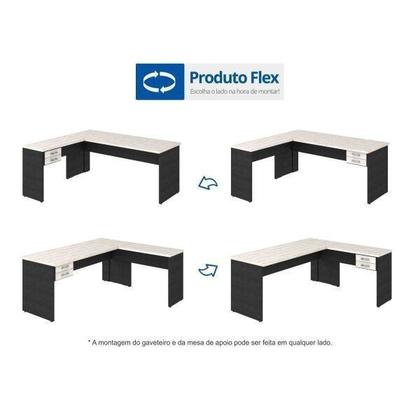 Imagem de Escrivaninha Mesa Escritório em L 1,80x1,60M com 2 Gavetas Work30