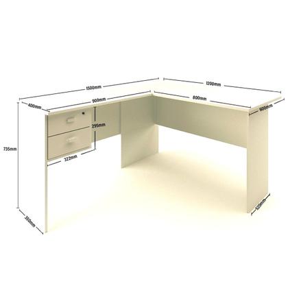 Imagem de Escrivaninha Mesa Escritório em L 2 Gavetas 150x120cm Thor Espresso Móveis