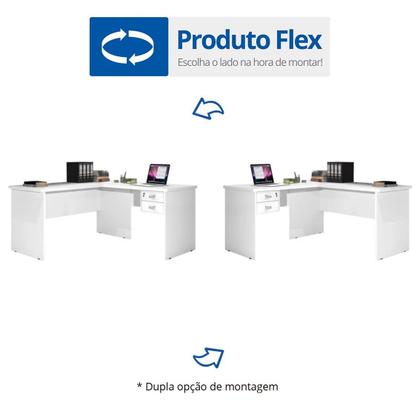 Imagem de Escrivaninha Mesa Escritório em L 2 Gavetas 150x120cm Thor Espresso Móveis