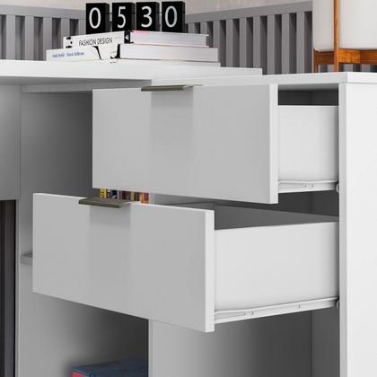 Imagem de Escrivaninha Mesa Escritório em L 2 Gavetas 3 Nichos Office NT 2060