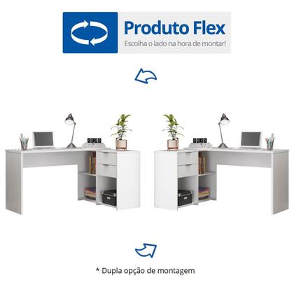 Imagem de Escrivaninha Mesa Escritório em L 2 Gavetas 3 Nichos Office NT 2060