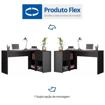 Imagem de Escrivaninha Mesa Escritório em L 2 Gavetas 3 Nichos Office NT 2060