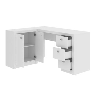 Imagem de Escrivaninha Mesa Escritório em L com 3 Gavetas e Armários Me4100