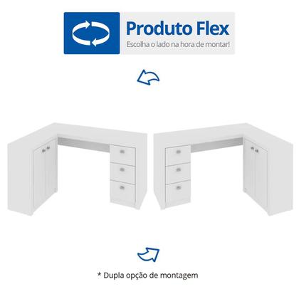 Imagem de Escrivaninha Mesa Escritório em L com 3 Gavetas e Armários Me4100