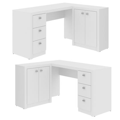 Imagem de Escrivaninha Mesa Escritório em L com 3 Gavetas e Armários Me4100