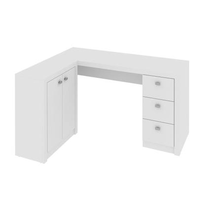 Imagem de Escrivaninha Mesa Escritório em L com 3 Gavetas e Armários Me4100