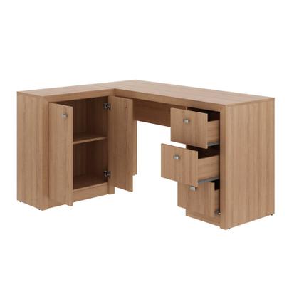 Imagem de Escrivaninha Mesa Escritório em L com 3 Gavetas e Armários Me4100