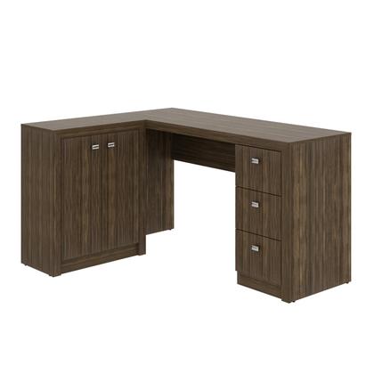 Imagem de Escrivaninha Mesa Escritório em L com 3 Gavetas e Armários Me4100