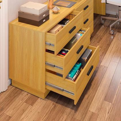 Imagem de Escrivaninha Mesa Escritório em L com 6 Gavetas Cômoda Leonie Yescasa