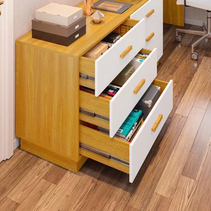 Imagem de Escrivaninha Mesa Escritório em L com 6 Gavetas Cômoda Leonie Yescasa