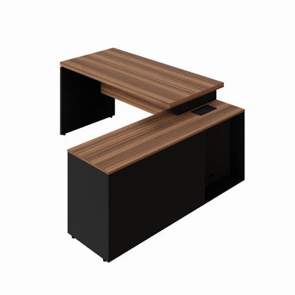 Imagem de Escrivaninha Mesa Escritório em L com Armário Lateral Pé Painel 150x150cm