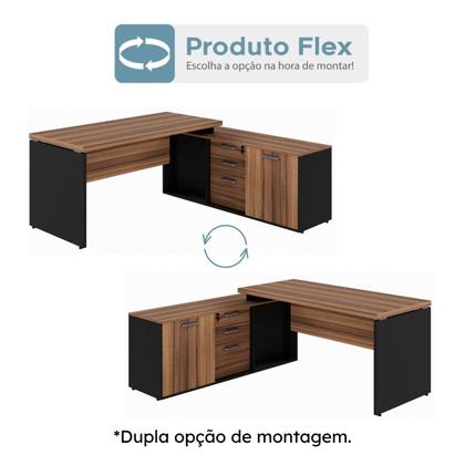 Imagem de Escrivaninha Mesa Escritório em L com Armário Lateral Pé Painel 150x150cm