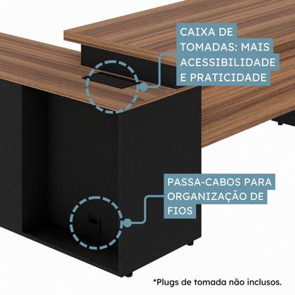 Imagem de Escrivaninha Mesa Escritório em L com Armário Lateral Pé Painel 150x150cm