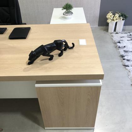 Imagem de Escrivaninha Mesa Escritório em L com Caixa de Tomada Tamburato Estação Diretoria