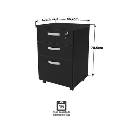 Imagem de Escrivaninha Mesa Escritório em L com Gaveteiro 3 Gavetas com Chave 120cmx150cm