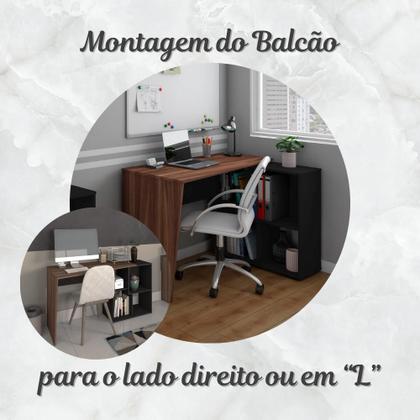 Imagem de Escrivaninha Mesa Escritório em L com Nichos Moderna Urban