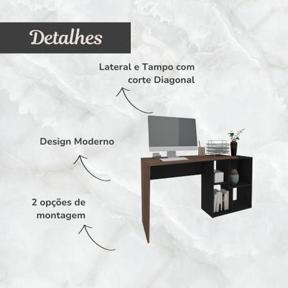 Imagem de Escrivaninha Mesa Escritório em L com Nichos Moderna Urban