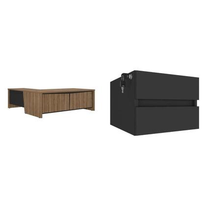 Imagem de Escrivaninha Mesa Escritório em L Diretor com 5 Gavetas Y37