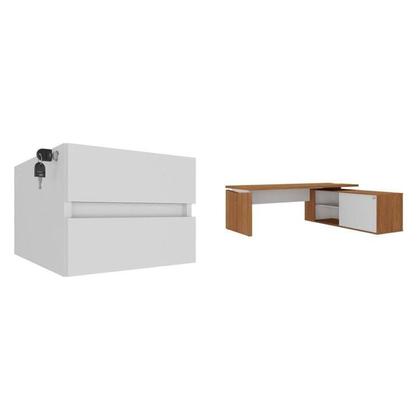 Imagem de Escrivaninha Mesa Escritório em L Diretor com Armário e 2 Gavetas