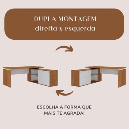 Imagem de Escrivaninha Mesa Escritório em L Diretor com Armário e 2 Gavetas