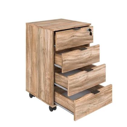 Imagem de Escrivaninha Mesa Escritório em L Estilo Industrial 150x150cm com Gaveteiro Volante 4 Gavetas