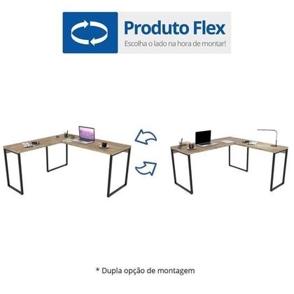 Imagem de Escrivaninha Mesa Escritório em L Estilo Industrial 150x150cm com Gaveteiro Volante 4 Gavetas