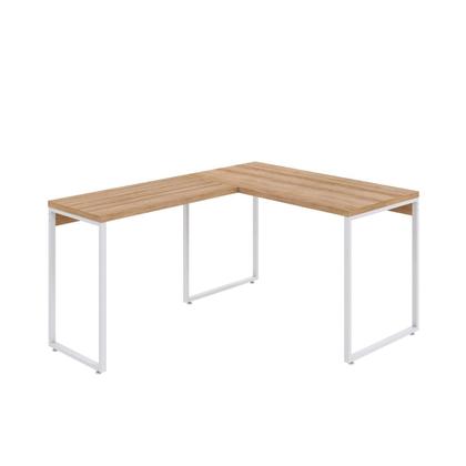 Imagem de Escrivaninha Mesa Escritório em L Estilo Kuadra 120cm Industrial Lamina Mel e Branco Marrom