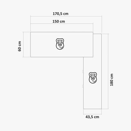 Imagem de Escrivaninha Mesa Escritório em L Executiva 170x180cm com Balcão Cayman Yescasa