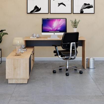 Imagem de Escrivaninha Mesa Escritório em L Executiva 170x180cm com Balcão Cayman Yescasa