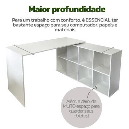 Imagem de Escrivaninha Mesa Escritório Ergonômica e Atemporal em L com 8 Nichos para Armazenamento Nero