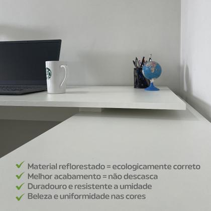 Imagem de Escrivaninha Mesa Escritório Ergonômica e Atemporal em L com 8 Nichos para Armazenamento Nero