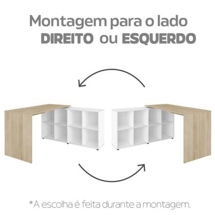 Imagem de Escrivaninha Mesa Escritório Ergonômica e Atemporal em L com 8 Nichos para Armazenamento Nero
