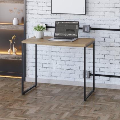 Imagem de Escrivaninha Mesa Escritório Estilo Dynamica 90cm Industrial Yescasa Lamina Mel e Preto Marrom
