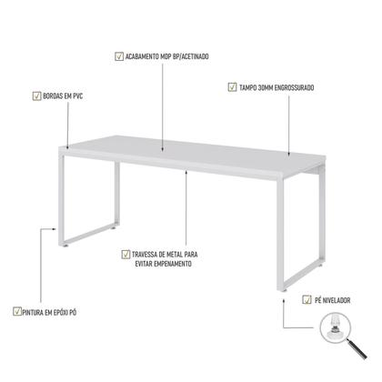 Imagem de Escrivaninha Mesa Escritório Estilo Industrial Diretor 180cm Kuadra