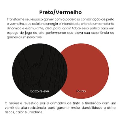 Imagem de Escrivaninha Mesa Escritório Gamer 1 Gaveta 160,5cm Preto e Vermelho