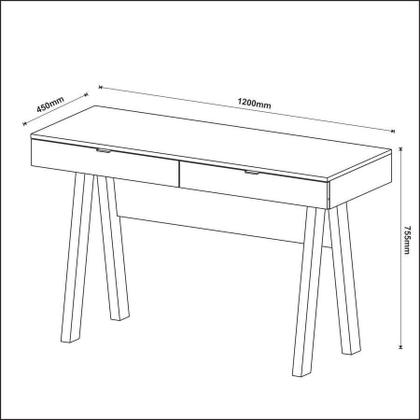 Imagem de Escrivaninha Mesa Escritório Home Office 2 Gavetas Amêndoa