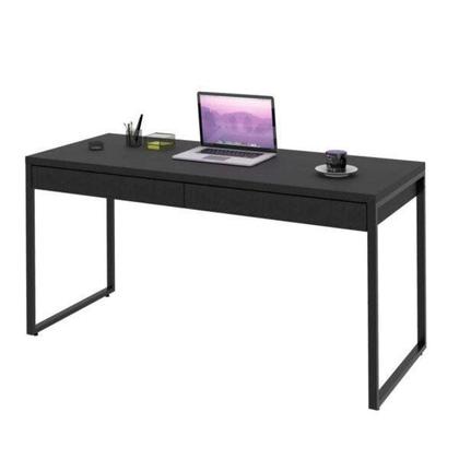 Imagem de Escrivaninha Mesa Escritório Kuadra 2 Gavetas 150cm Industrial Preto Ônix