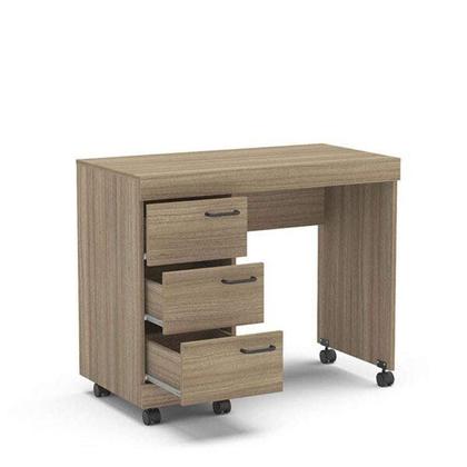 Imagem de Escrivaninha Mesa Escritório Osaka 3 Gavetas 90cm Castanho Marrom