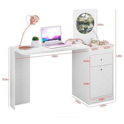 Imagem de Escrivaninha Mesa Escritório Penteadeira 1 Porta 1 Gaveta Capricho Espresso Móveis