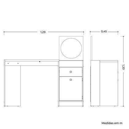Imagem de Escrivaninha Mesa Escritório Penteadeira 1 Porta 1 Gaveta Capricho