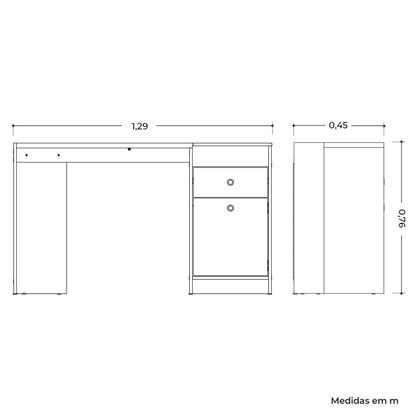 Imagem de Escrivaninha Mesa Escritório Penteadeira 1 Porta 1 Gaveta Capricho
