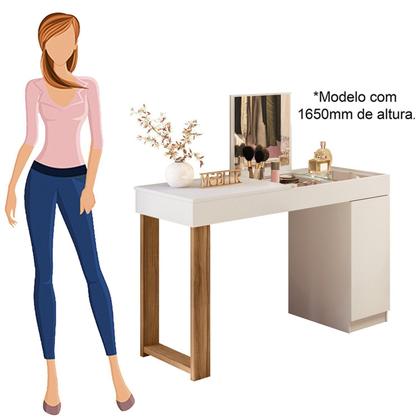 Imagem de Escrivaninha Mesa Escritório Penteadeira 121cm com Espelho 1 Porta Love