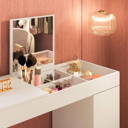 Imagem de Escrivaninha Mesa Escritório Penteadeira 121cm com Espelho 1 Porta Love