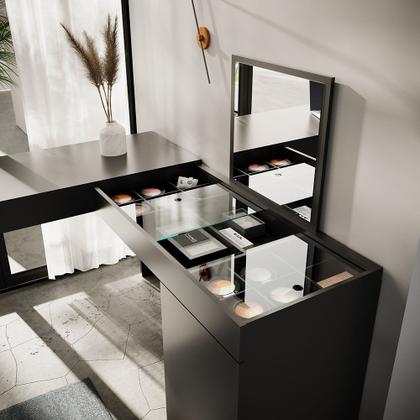 Imagem de Escrivaninha Mesa Escritório Penteadeira de Canto 136x136cm com Espelho 1 Porta Star