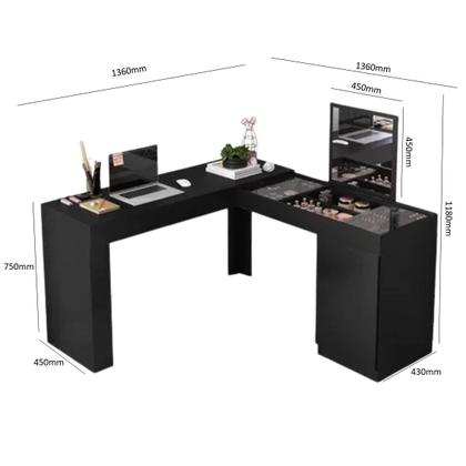 Imagem de Escrivaninha Mesa Escritório Penteadeira de Canto 136x136cm com Espelho 1 Porta Star